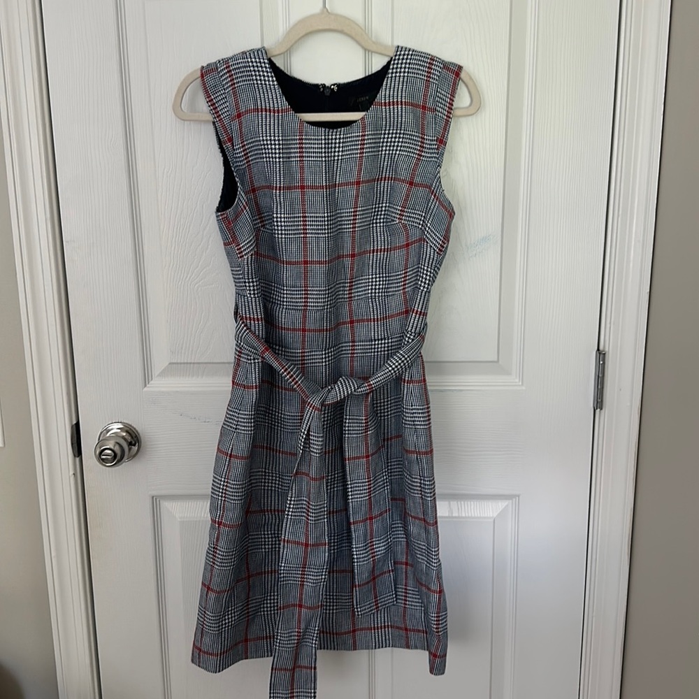JCrew belted plaid dress